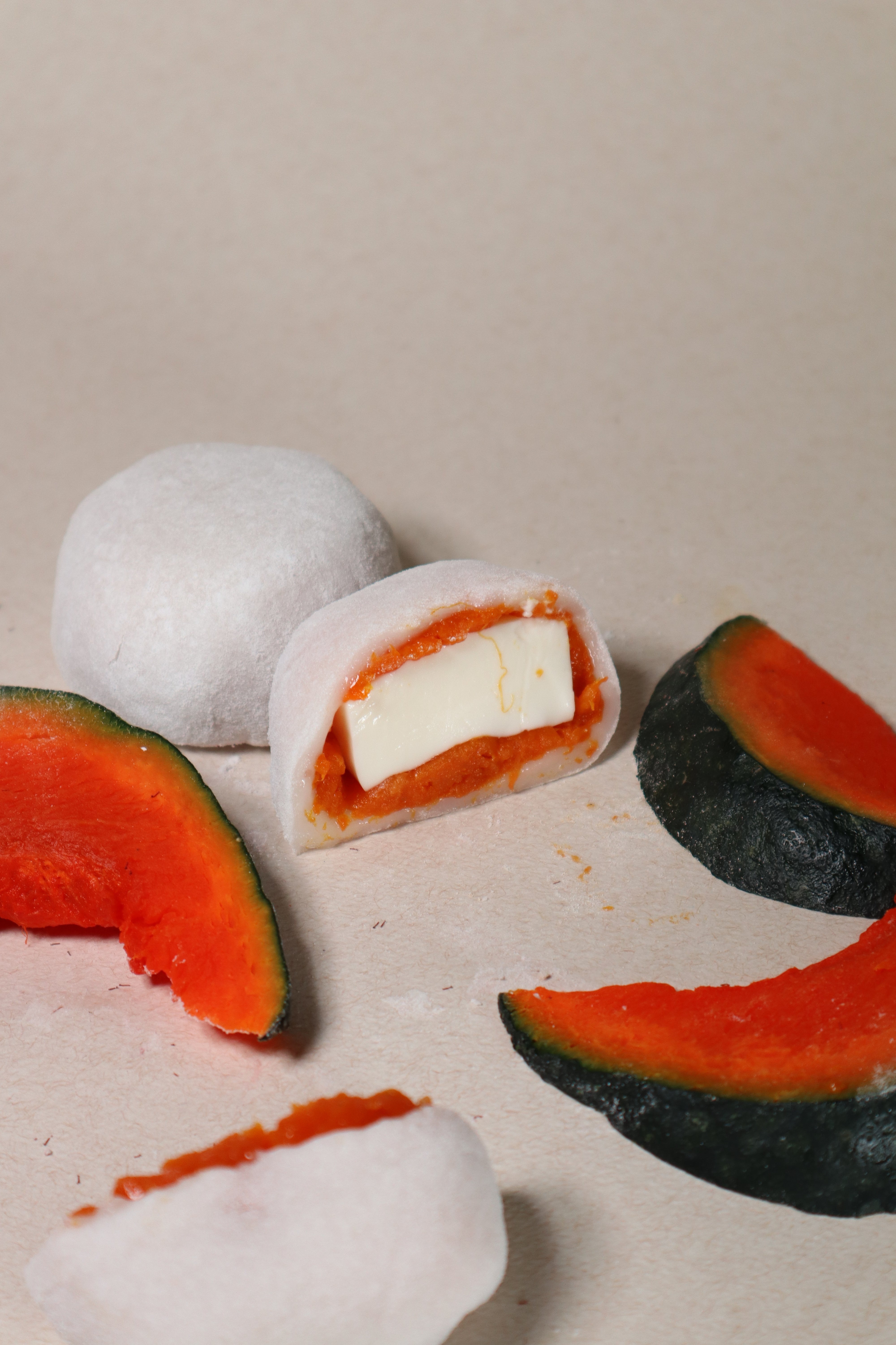 Pumpkin Milk Pudding Mochi